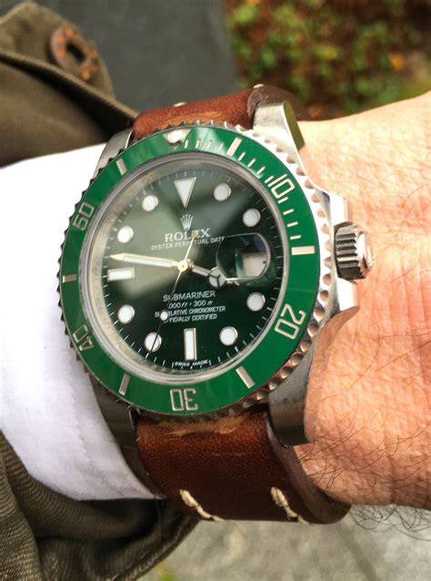 green rolex leather strap